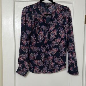 Paisley Print Navy Blouse
